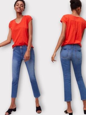 LOFT Modern Kick Crop Jeans 27 Mid Rise Stretch Denim Cropped Capris Size 4 EUC